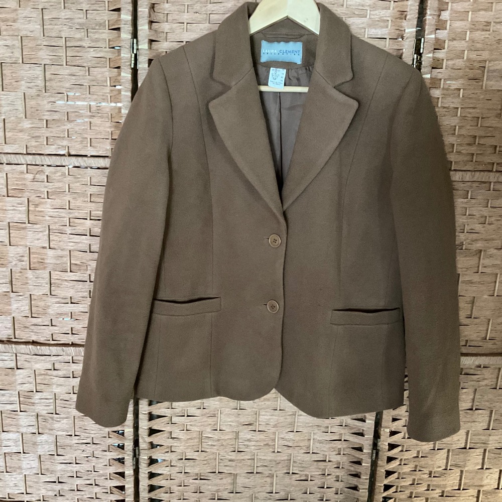 Laura Clement Collection Wool Cashmere Blend Blazer Jacket Women's S 10 Vintage